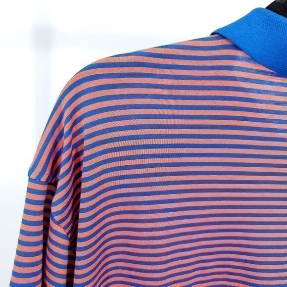 Peter Millar Short Sleeve Polo Striped Red/Blue XL Contrast Collar 100% Cotton - Picture 9 of 16